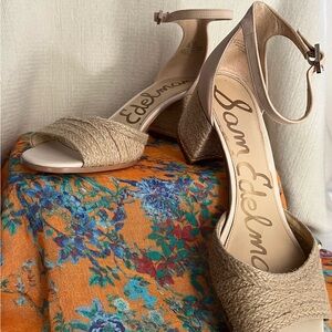 Sam Edelman Tan Peep-Toe Heels